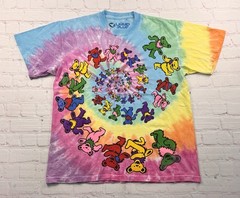 Grateful Dead Men’s Spiral Bears Tie Dye T-shirt Size Medium Liquid Blue