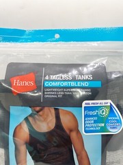 Hanes Tagless Comfort Blend Tanks Gray Black Set of 4 New With Tags Mens Size L