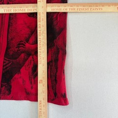 T2G Mens Sword Graphic T-Shirt Red Black Silver Foil Lions Shield Y2K Size Large