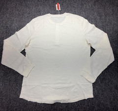 Marine Layer Long Sleeve Henley Shirt Ivory 100% Cotton Custom Dye Mens L NEW