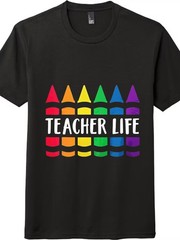 Vibrant Rainbow Crayon Teacher Life Unisex Back To School Summer T Shirt