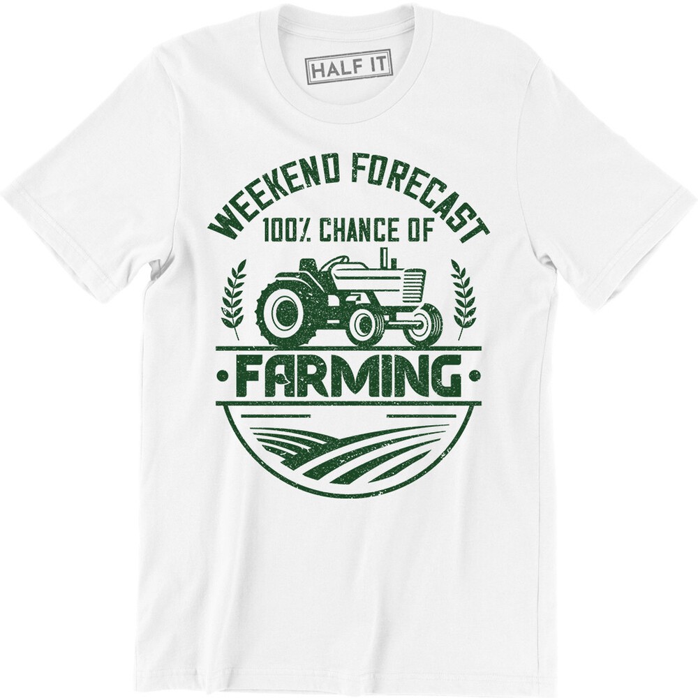 Weekend Forecast 100% Chance Of Farming Funny Farmer Men’s T-shirt Tee