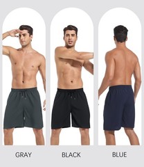 Kinglaman 5 Pack Mens Athletic Gym Workout Large, 3 Black 1 Blue 1 Gray