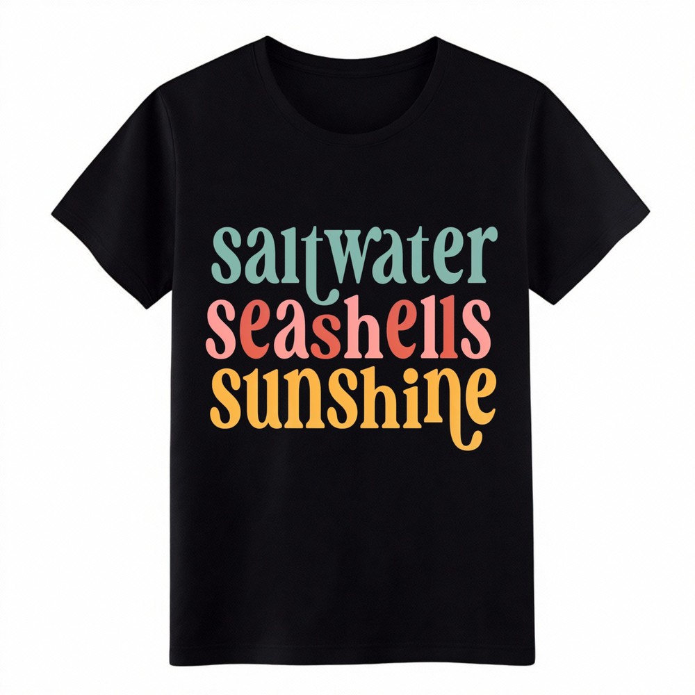 Saltwater Seashells Sunshine Retro Pastel Gradient Text Vintage Washed Beach Hat