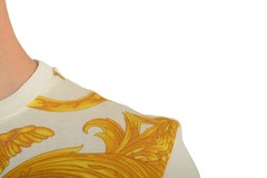 Versace Men’s White & Gold Heritage Logo Print Short Sleeve T-Shirt US S IT 48