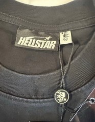 Hellstar Records Graphic Logo T-Shirt Black Cotton Jersey Crew Neck SS Mens M