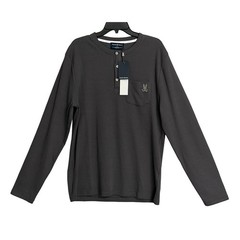 Psycho Bunny Henley T-Shirt Men’s XL Long Sleeve Chest Pocket Dark Gray NWT