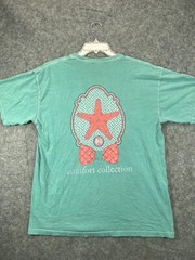 Comfort Collection T Shirt Adult L Green Starfish Bowtie Crew Tee Cotton Mens