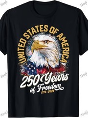 250 Years of Freedom in America Independence Day Eagle T-Shirt – 250th Anniversa