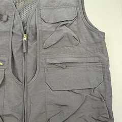 Mens Leisure Sports Multi Pocket Vest Fishing Outdoor Vest Solid Color Sz L