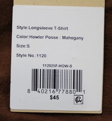Howler Bros Men’s Howler Posse Longsleeve Cotton T-Shirt EH6 Mahogany Small NWT