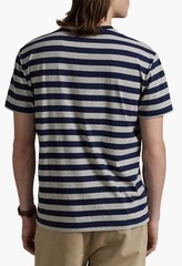NEW! Polo Ralph Lauren Striped Custom Slim Fit Tee Shirt Navy Gray SZ M