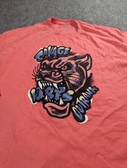 Outrank Brand T-Shirt Size 2XL Salmon Pink Savage Vibes Panther Graphic Tee