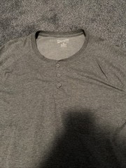Duluth Shirt Mens XL Gray Regular Fit Henley Neck Pocket Longtail Tee Button
