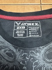 Avirex T Shirt Men Sz 2XB Black Shield Graphic Logo Y2K Grunge Crew Neck