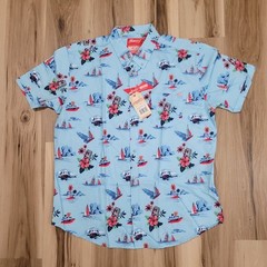 RSVLTS Shirt Mens Size 2XL Regatta Have A Bud Short Sleeve Button Down Blue