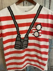 Where’s Waldo T Shirt Red White Stripes Binoculars Glasses Adult Large