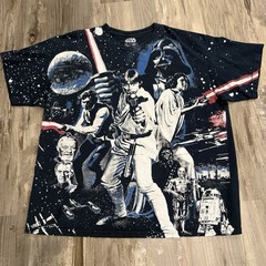 Star Wars Men Shirt Large Blue Episode 4 IV Graphic Short Sleeve Crew Neck Tee