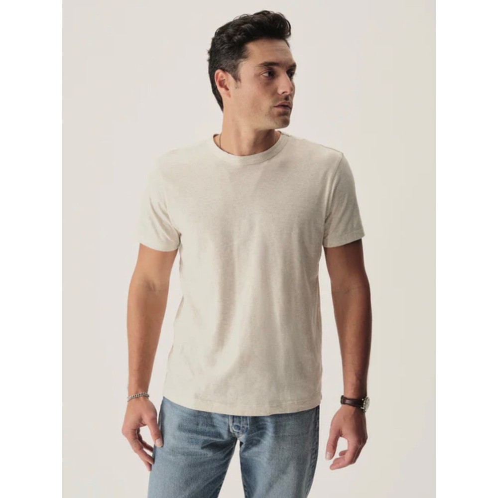 Buck Mason Soft Pima Cotton Classic T-Shirt in Heathered Oat Size Large