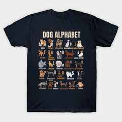 Dog Alphabet T-Shirt Cute ABC Breeds Graphic Tee Gift for Dog Lover Teacher Kids