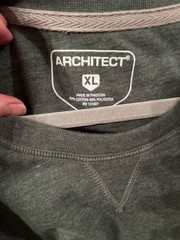 Men’s Ultra Soft Crew Long Sleeve Shirt XL Green Heather Cotton/Poly Architect