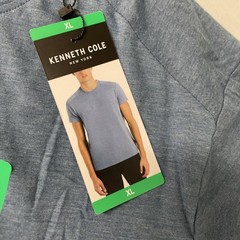 KENNETH COLE Men’s Organic Cotton Blend Crewneck T-Shirt XL BLUE 4-Way Stretch