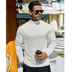 Mens Mock Turtleneck T-Shirt Long Sleeve Warm Pullover Basic Shirt Undershirt
