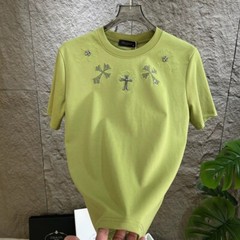 New Fashion Men Trend Cross Drills Rhinestone Diamond Streetwear Luxury T-Shirt