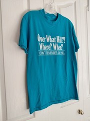 Vintage 1980s Over The Hill Blue Cotton T Shirt Single Stitch Small