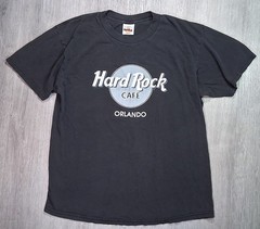 VINTAGE 90s HARD ROCK CAFE Orlando Black T-Shirt, Size Large USA 1999/Y2K