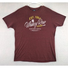 Prairie Mountain Mens Whiskey Row Tavern T Shirt XL Marled Burgundy Graphic Tee