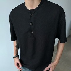 Men’s Lightweight Casual T Shirt Short Sleeve in Waffle Fabric for Easy Wear