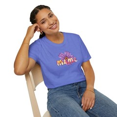 Mama Flower Retro Letters T-Shirt | Purple Daisy Graphic