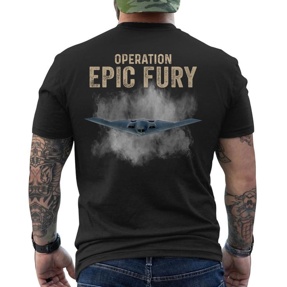 Operation Epic Fury T-Shirt, Patriotic American Flag Vintage ON BACK
