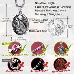 Nordic Viking Jewelry Men, Stainless Steel Vikings Stuff Wolf Compass Pendant…