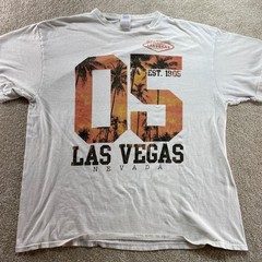 Delta Las Vegas Shirt Men XL White Graphic Palm Tree Est 1905 Short Sleeve