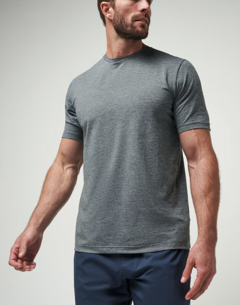 TRAVIS MATHEW SCENIC VISTA Performance Active Tee T-Shirt Heather Grey Sz L