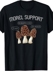 Funny Morel Mushroom T-Shirt Vintage Crew Neck, Slight Stretch Fabric, Regula