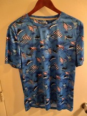Reel Legends Mens Reel-Tec Blue Patriotic T-Shirt Small