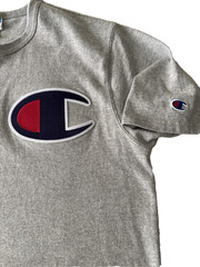 Champion Shirt Mens Large Gray Big C Patch Logo Athletic Tee Classic Casual