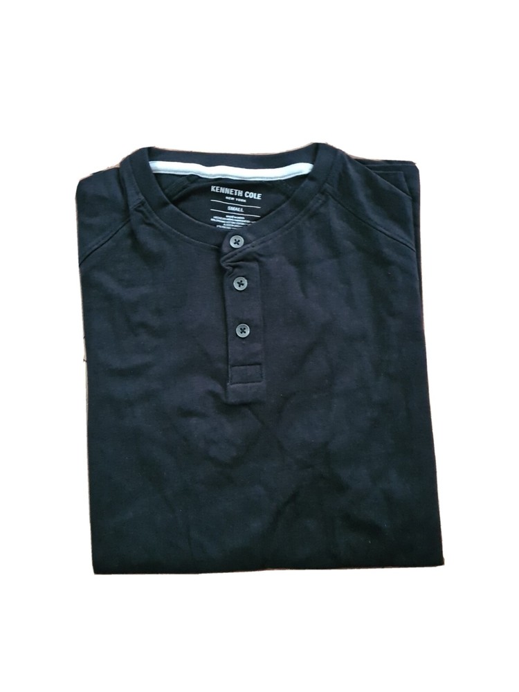 NWT Kenneth Cole Men’s Slim Fit Techni-Cole Stretch 3 Button T Shirt Black Med