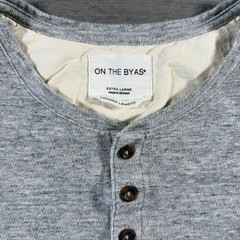 On The Byas Henley Shirt XL Grey Longer Length Layered Hem Long Sleeve