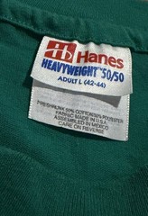 Hanes Heavyweight 50/50 Green Art Graphic Print T-Shirt L Crew Neck Short Sleeve