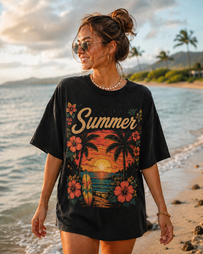 Summer Sunset Tropical Beach Shirt