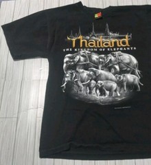 Vintage Thailand Shirt Men’s Extra Large Black Elephant Graphic Faded Distressed