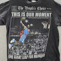 VINTAGE Barrack Obama Men Shirt 2XL Black Y2K Basketball Parody Hip Hop Tee