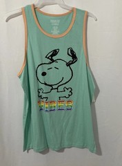Peanuts Snoopy Men’s Pride Tank Top Shirt “Vibes” Aqua Large (42-44) NWT