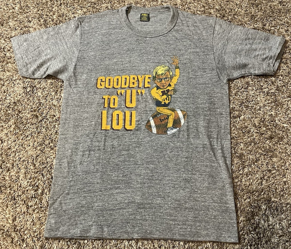 Lou Holtz “Goodbye To U Lou” Minnesota Gophers Notre Dame Irish 80’s T-Shirt Med