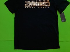 New TRUE RELIGION Men’s Short Sleeve T-Shirt X-LARGE Black w/Gold MSRP $59.00