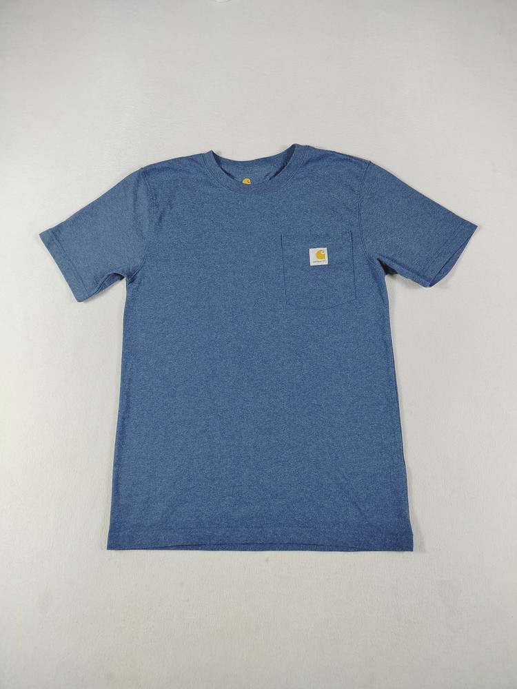 Carhartt Shirt Mens Small Blue Relaxed Fit Pocket Logo Workwear Tee Crewneck